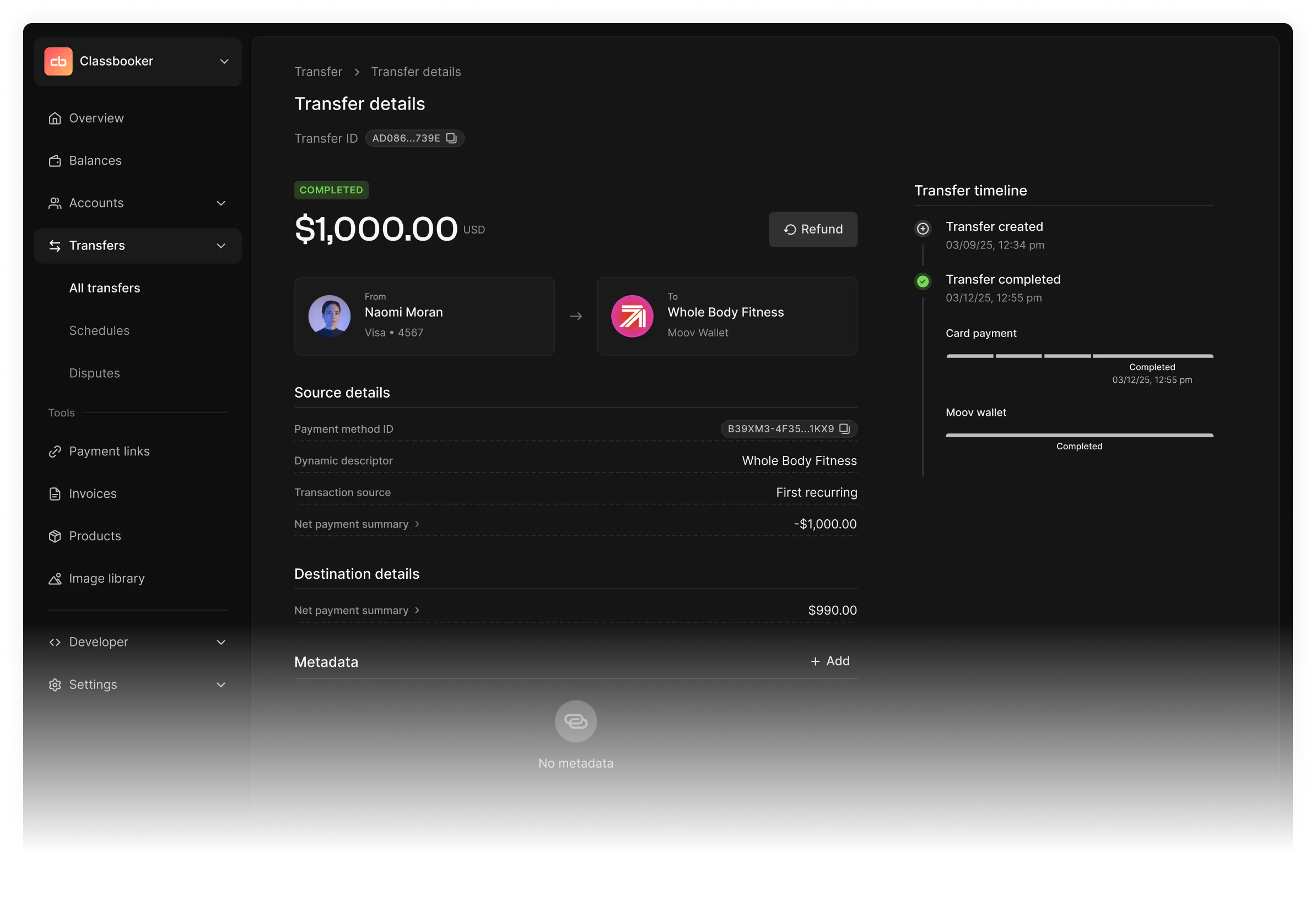 Moov Dashboard